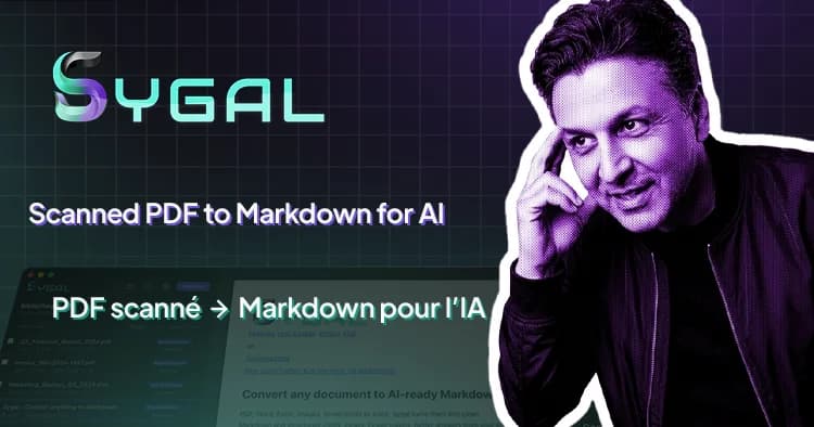 A scanned PDF turned into clean Markdown, with Sygal's token counter shown next to it